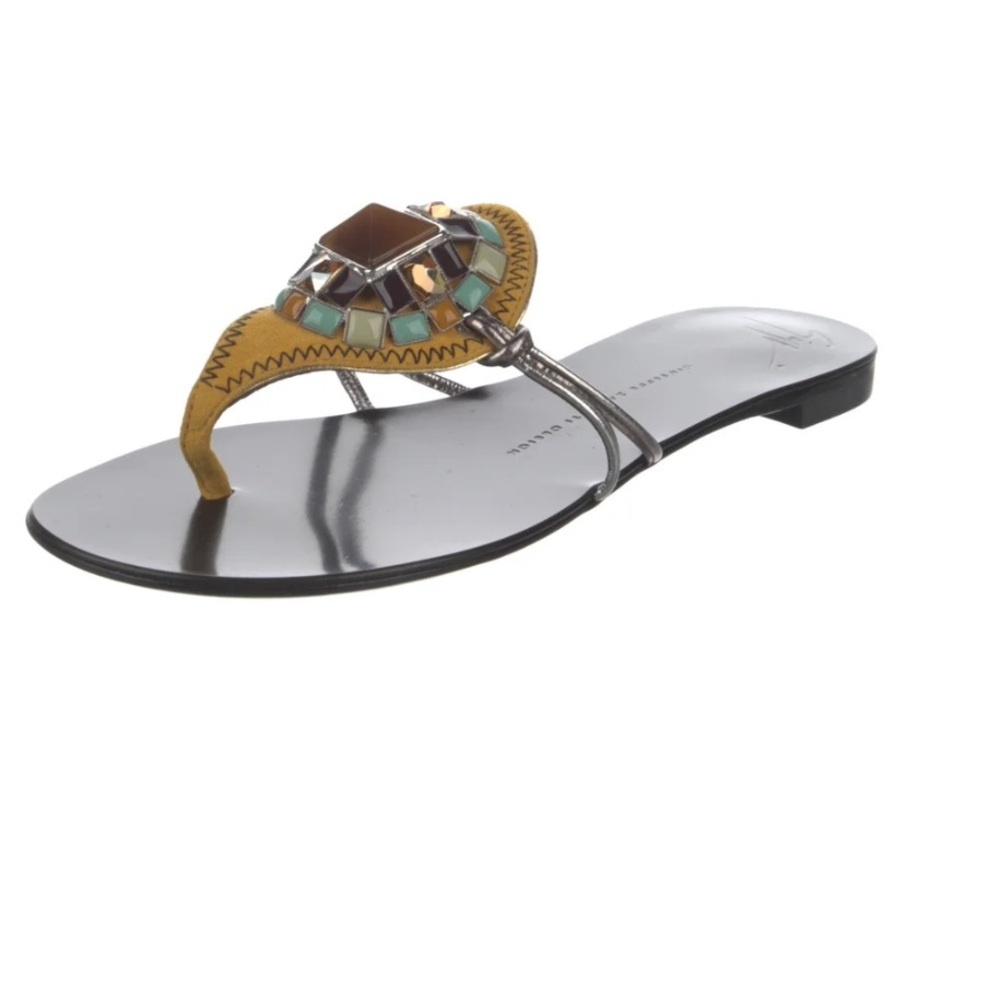 Pristine Giuseppe Zanotti Suede Crystal Embellishments Slides Size: 8.5